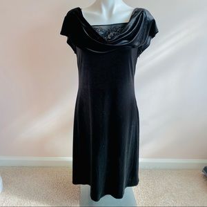 Patra Black Velvet Draped Neck Dress